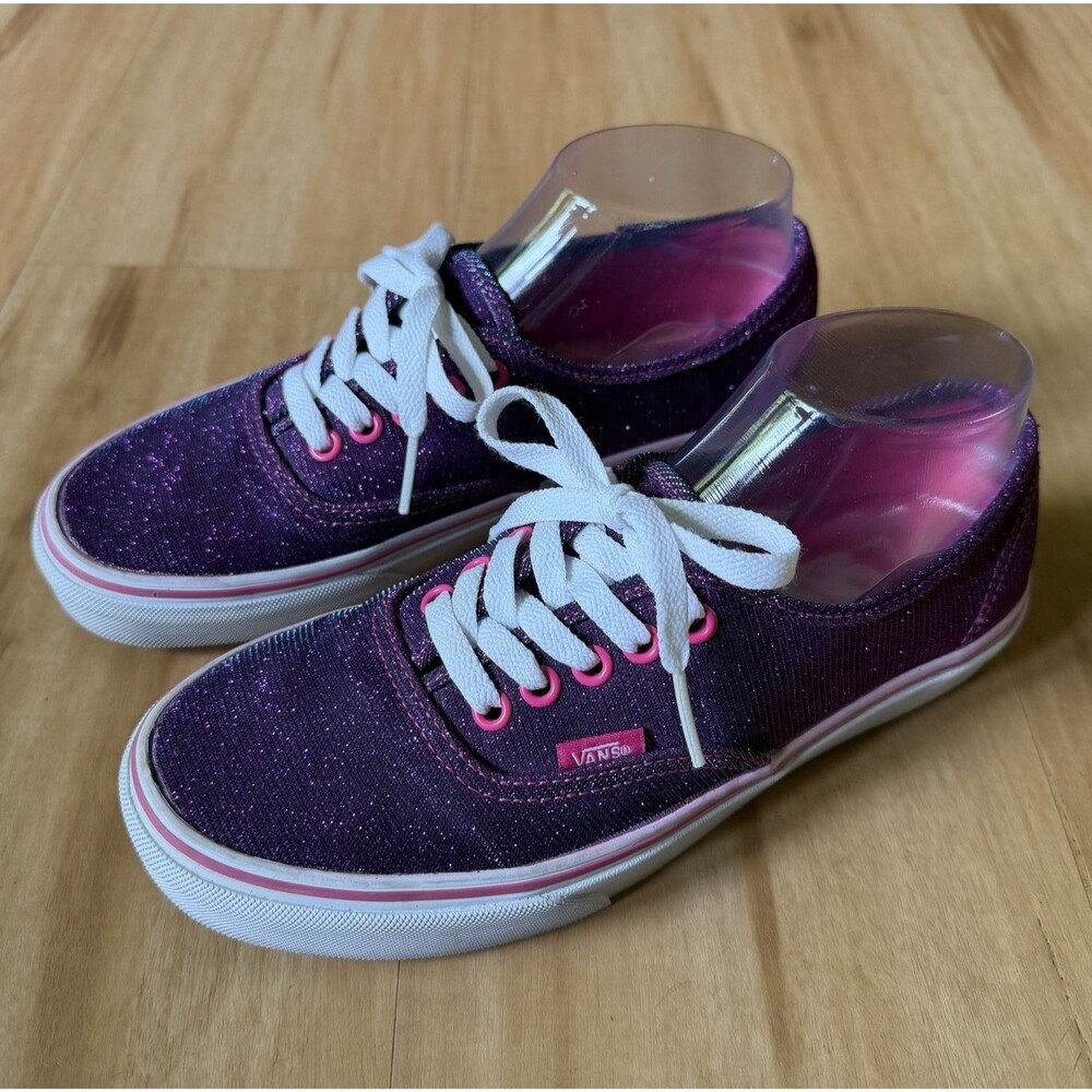 VANS Shimmer Magenta Purple Pink Skate Shoes Womens 8 Glitter Authentic Sneakers